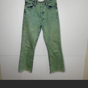 Mother The Tripper Crop Fray High Waisted Jeans in Fern Womens Size 28